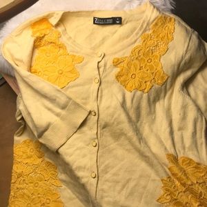 7th Avenue New York yellow short sleeve cardigan